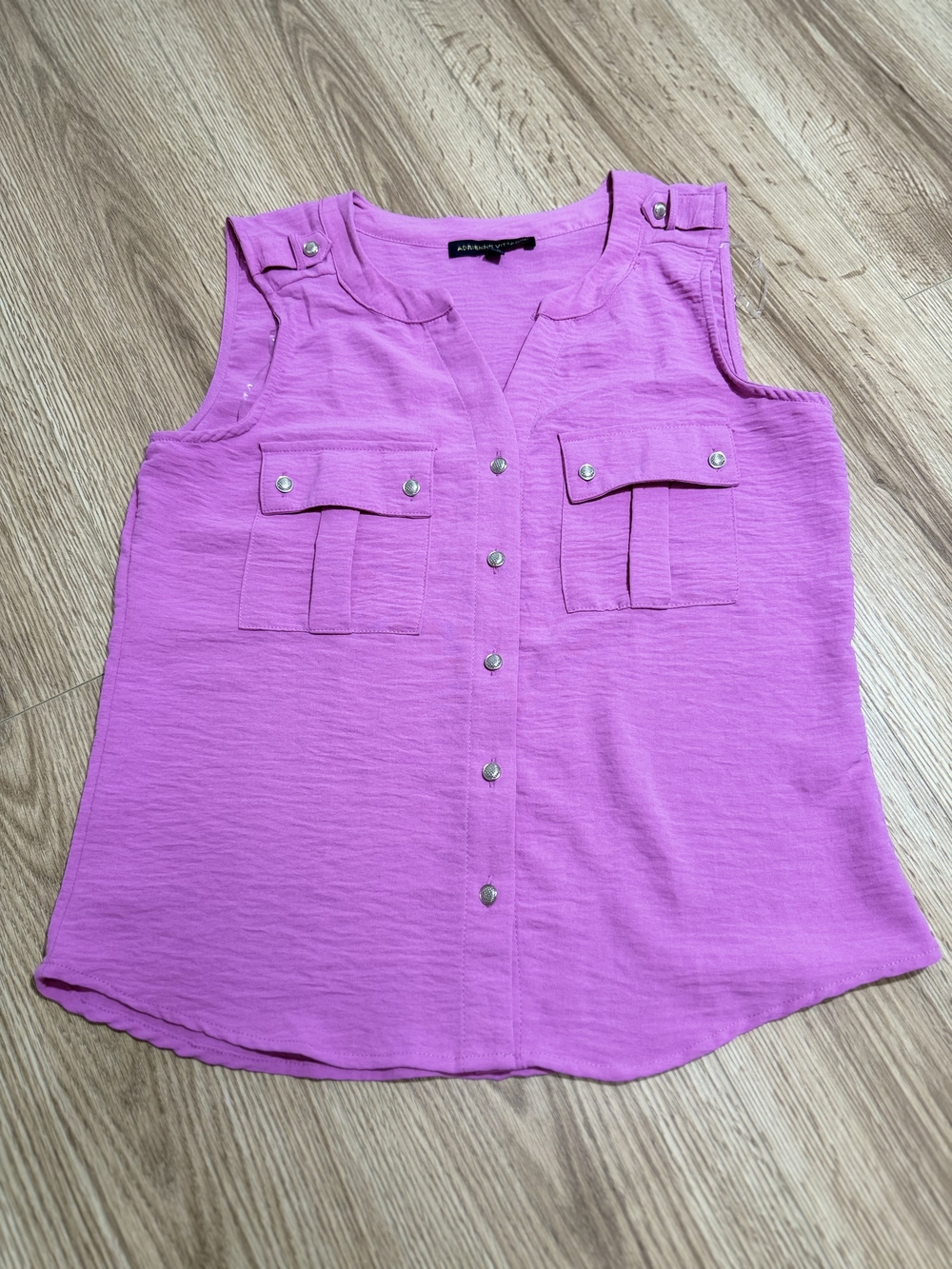 Adrienne Vittadini Sleeveless Button-Front Camisole in Bright Pink